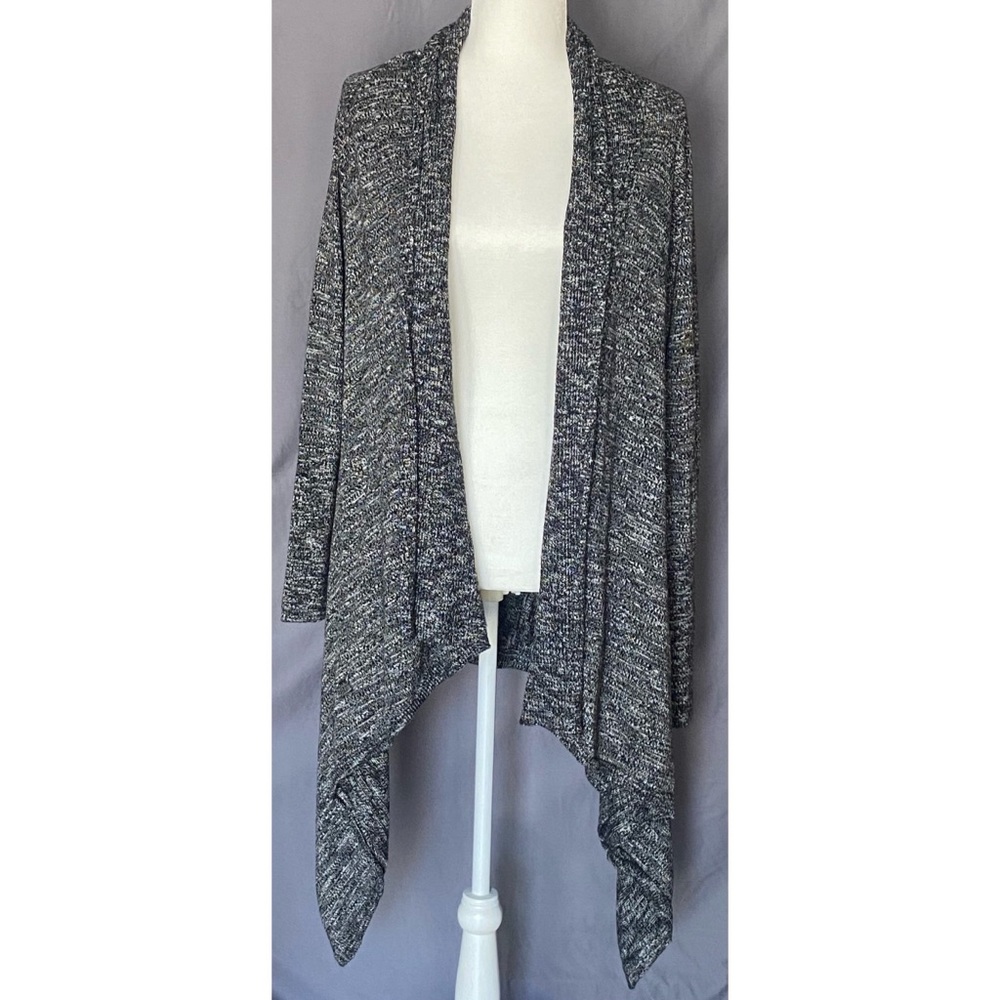 Lucky Brand Marled Gray Open Front Waterfall Sweater